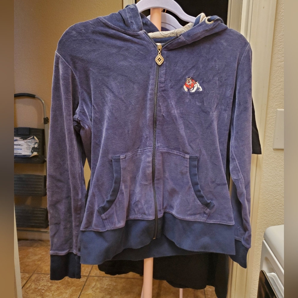 Antigua Fresno State Navy Blue Hooded Zip-Up Jacket